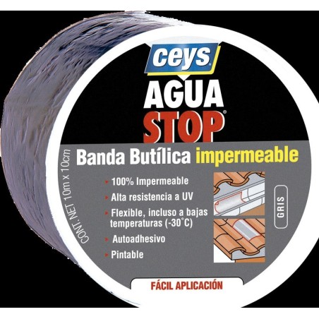 AGUASTOP BANDA IMP.BUTILO GRIS 10CMX10M